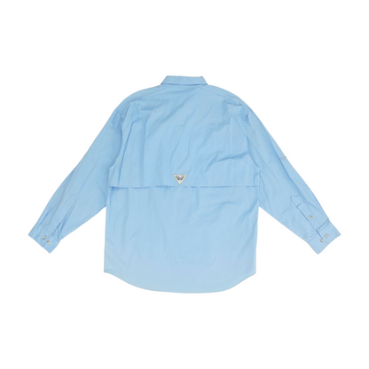 Blue Solid Outdoor Button Down