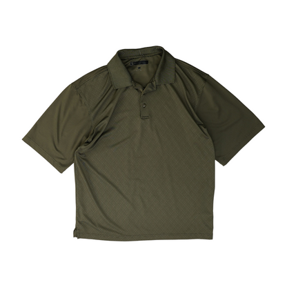 Brown Geometric Short Sleeve Polo