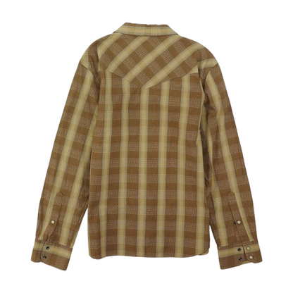 Beige Plaid Long Sleeve Button Down