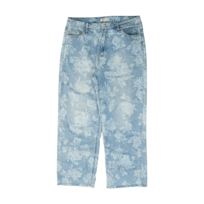 Blue Floral Wide Leg Jeans