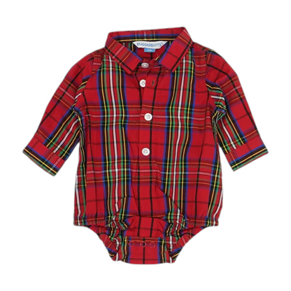 Red Plaid Long Sleeve One-Piece