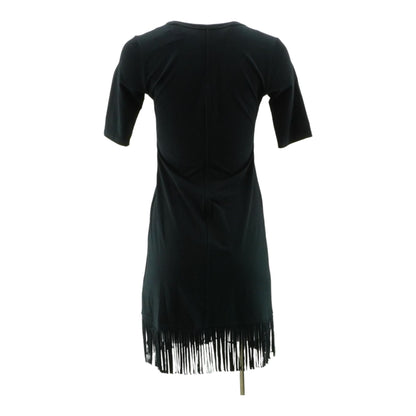Black Solid Midi Dress