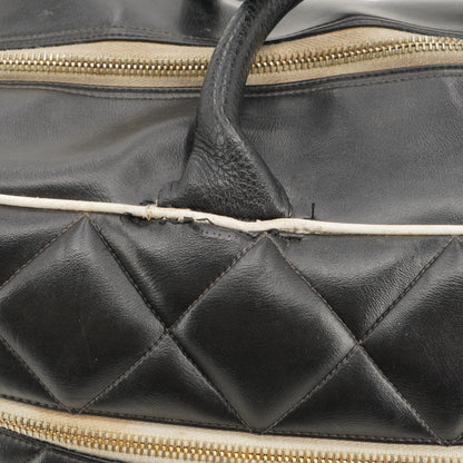 Black & White Vintage Quilted Leather Duffle Bag