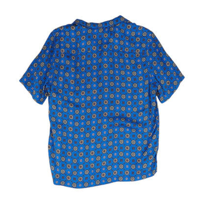 Blue Geometric Short Sleeve Button Down