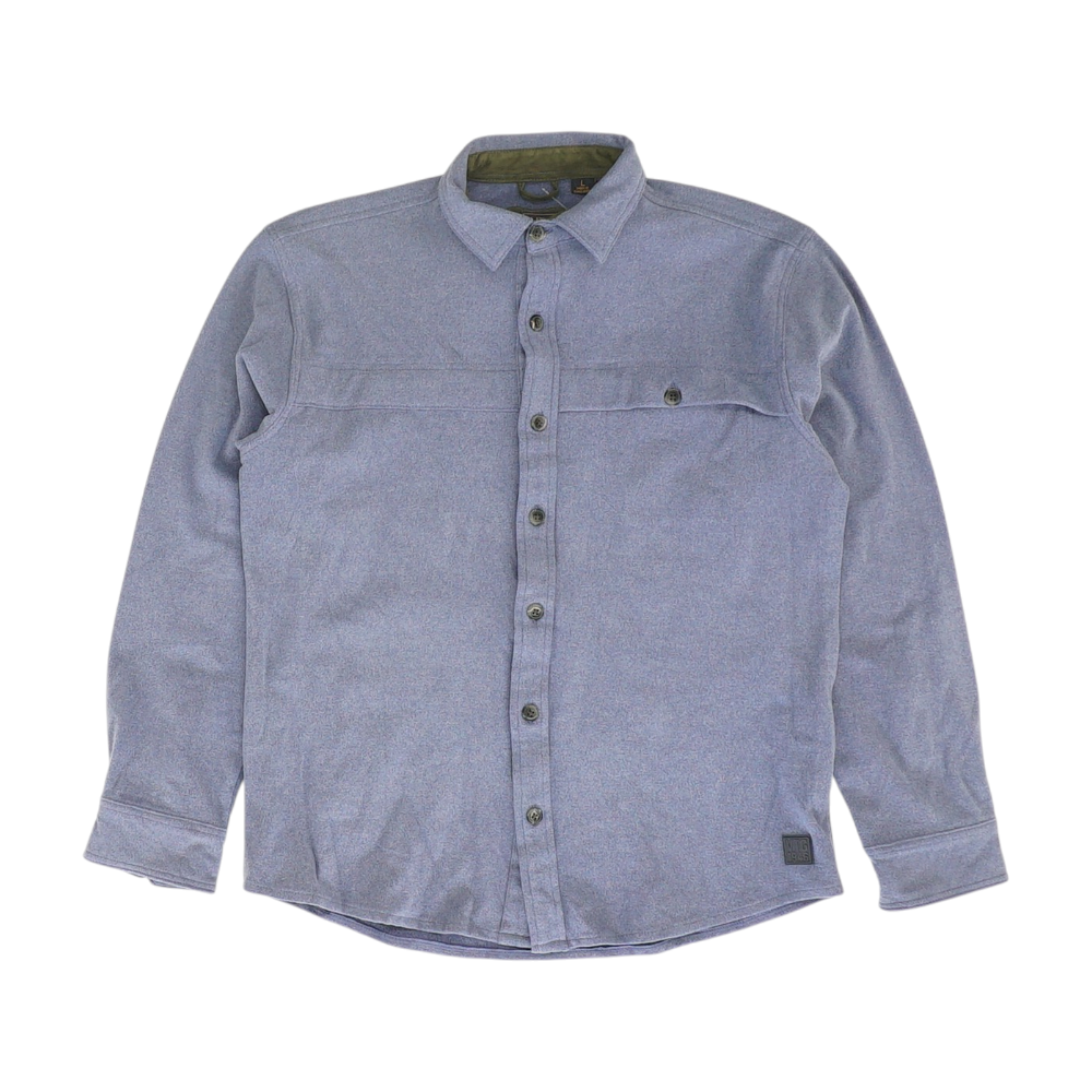Blue Solid Flannel Button Down