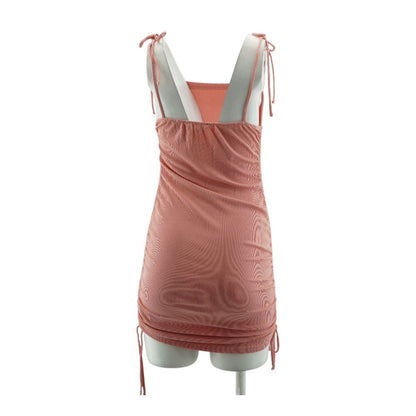 Pink Solid Mini Dress