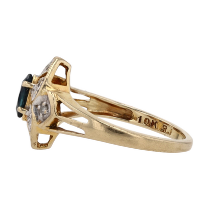 10K Two-Tone Gold Blue Stone Fashion Ring