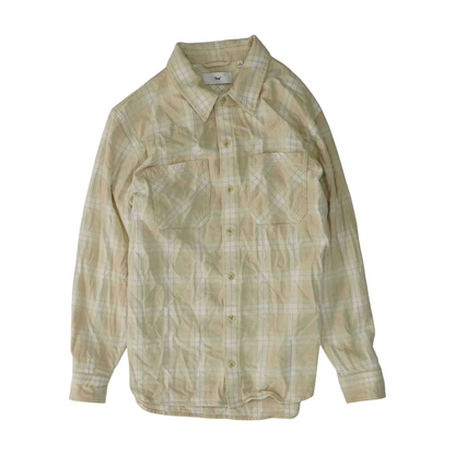 Beige Plaid Flannel Button Down