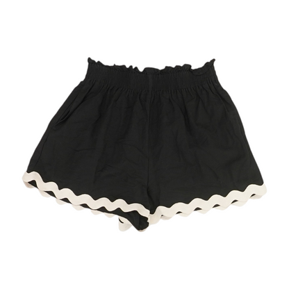 Black Solid Knit Shorts