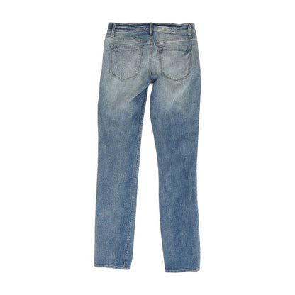 Blue Solid Straight Leg Jeans