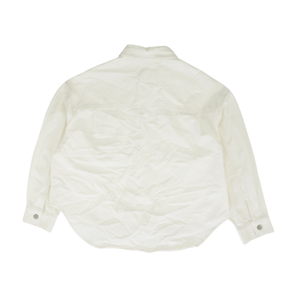 White Solid Denim Jacket