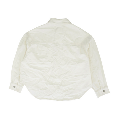 White Solid Denim Jacket