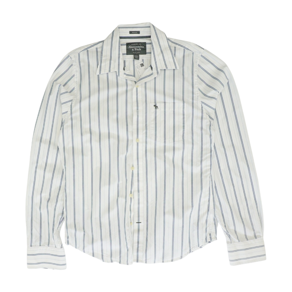 White Striped Long Sleeve Button Down