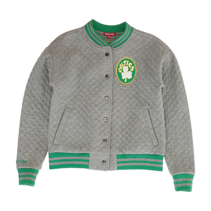 Gray Boston Celtics Embroidery Detail Varsity Jacket