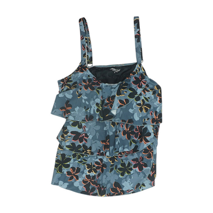 Gray Floral Swim Top