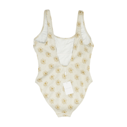 Beige Abstract One-Piece