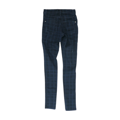 Navy Plaid Skinny Jeans