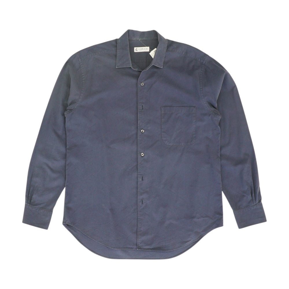 Navy Solid Long Sleeve Button Down