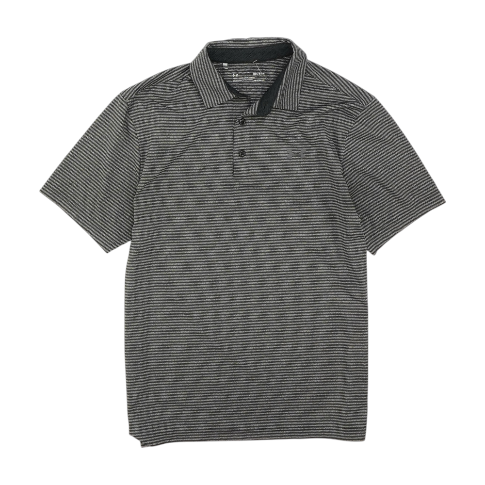 Under Armour Gray Striped Short Sleeve Polo – Image 1