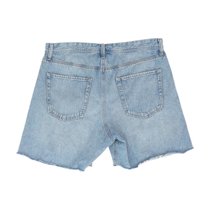 Blue Solid Denim Shorts