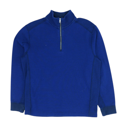 Blue Solid 1/4 Zip Pullover