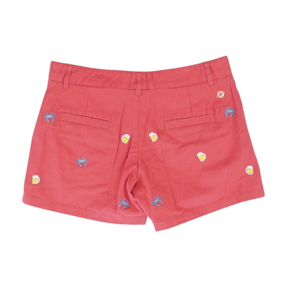 Red Print Chino Shorts