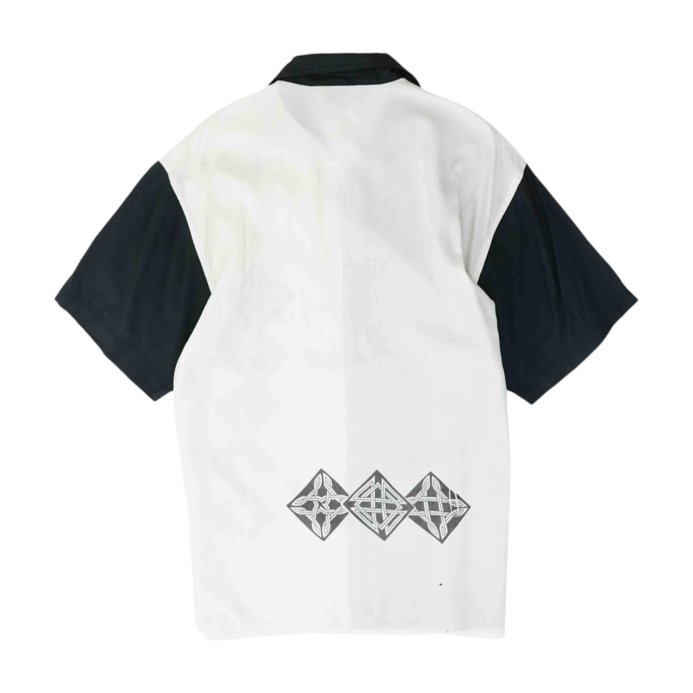 Black Color Block Short Sleeve Button Down