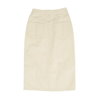 Ivory Solid Midi Skirt