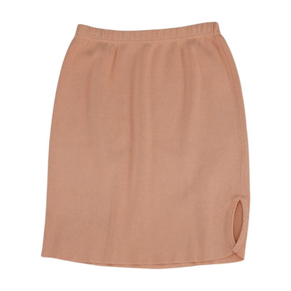 Pink Solid Midi Skirt