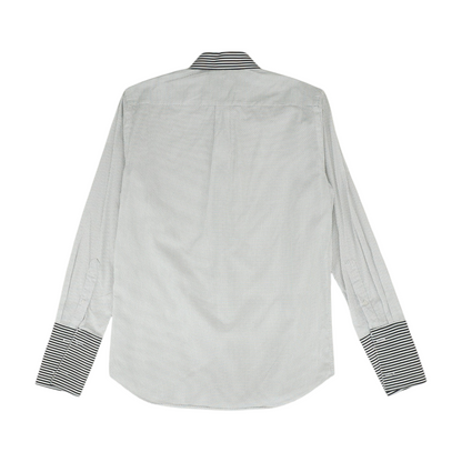 White Polka Dot Long Sleeve Button Down