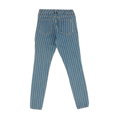 Blue Striped Skinny Jeans