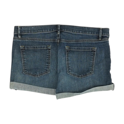 Blue Solid Denim Shorts