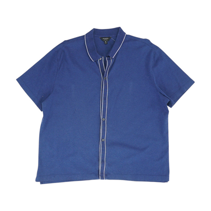 Navy Solid Short Sleeve Button Down