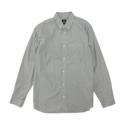 Green Tall Striped Long Sleeve Button Down