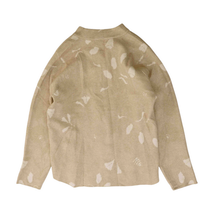 Beige Plus Size Floral Cardigan Sweater