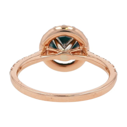1/2 Ct 14K Rose Gold Dark Blue Sapphire Center And Diamond Halo Engagement Ring