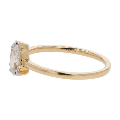 1 Ct 14K Gold Oval And Pear Lab Grown Diamond Toi Et Moi Engagement Ring