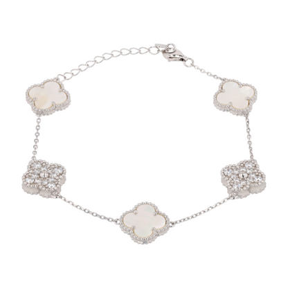 Sterling Silver Mother of Pearl Chain Bracelet