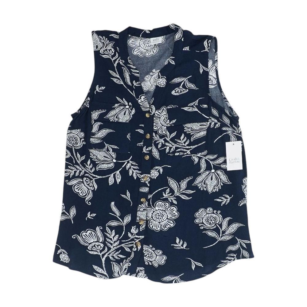 Navy Floral Button Down