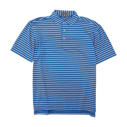 Blue Striped Short Sleeve Polo