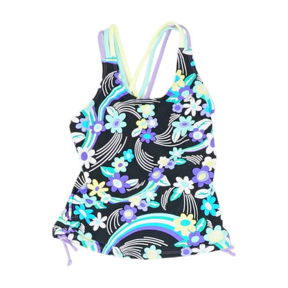Black Floral Swim Top