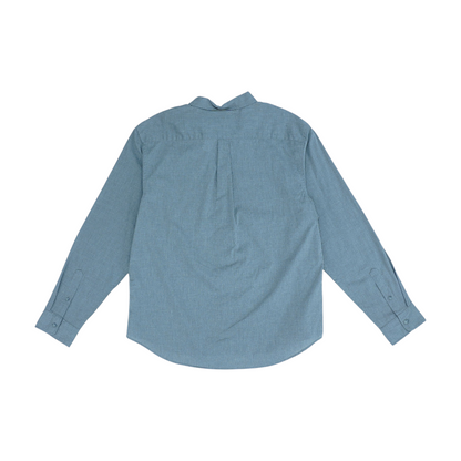 Gray Solid Long Sleeve Button Down
