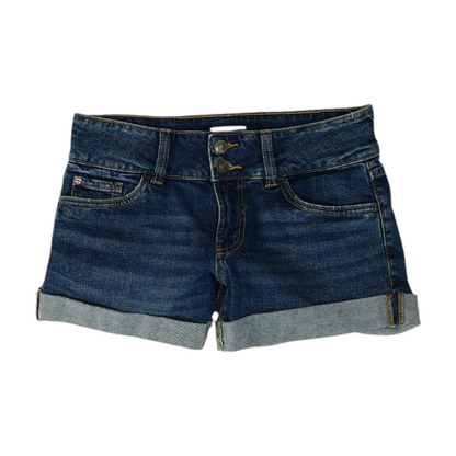 Blue Solid Denim Shorts