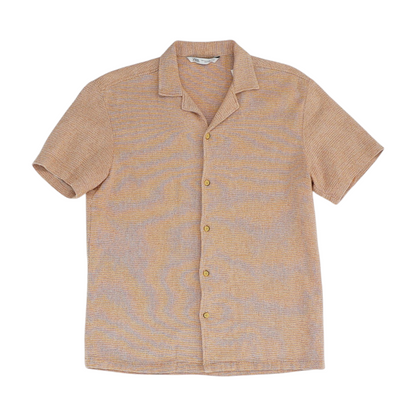 Orange Solid Short Sleeve Button Down
