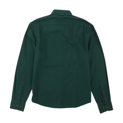 Green Solid Long Sleeve Button Down