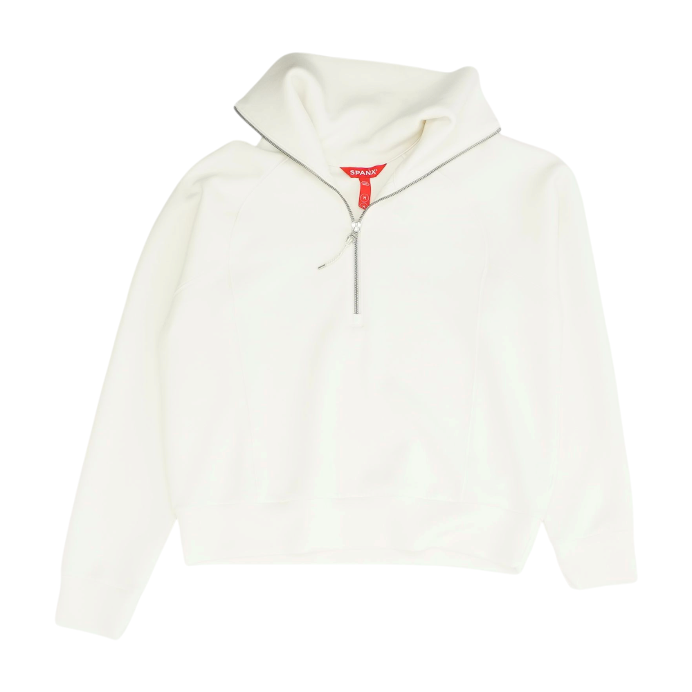 White Solid 1/4 Zip Pullover