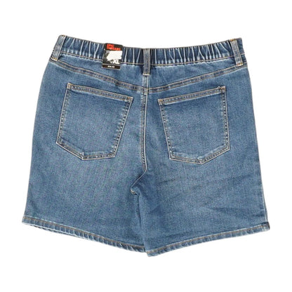 Blue Solid Denim Shorts