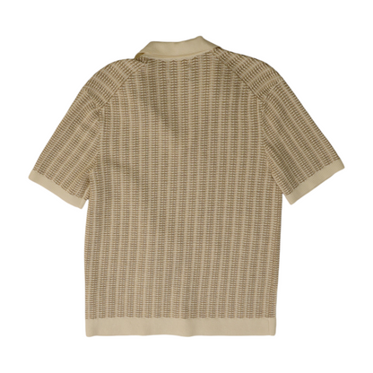 Beige Striped Short Sleeve Polo