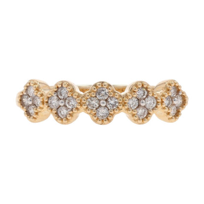 1/4 Ct 14K Gold Bead Edge Diamond Clover Band