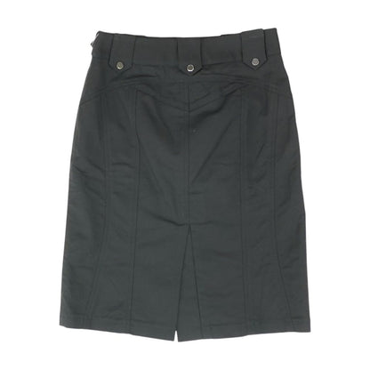Black Solid Midi Skirt